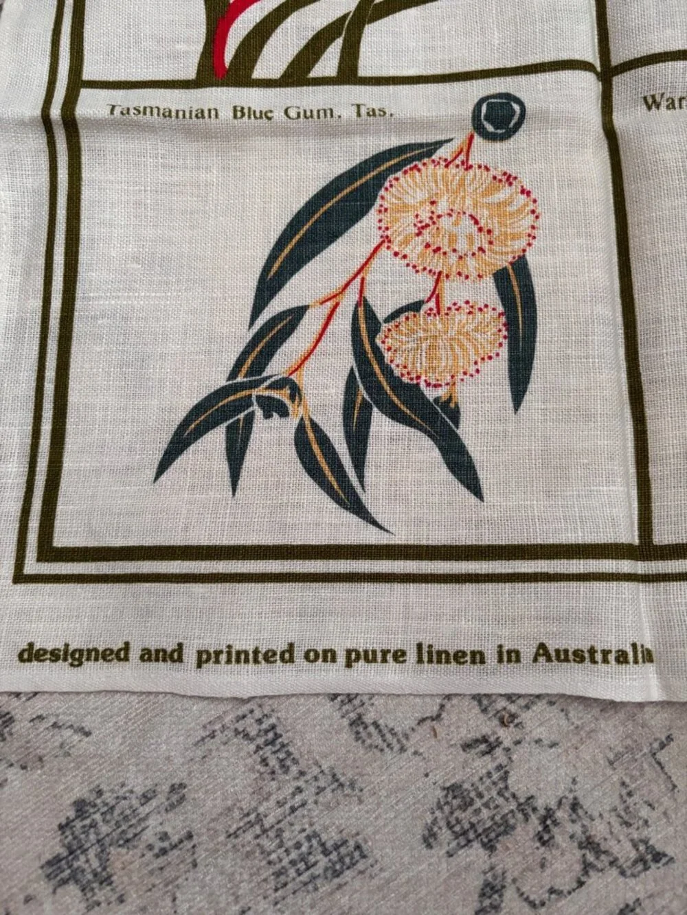 Australian Flowers Linen Tea Towel By Rodriguez - Pure Linen With Floral Print D